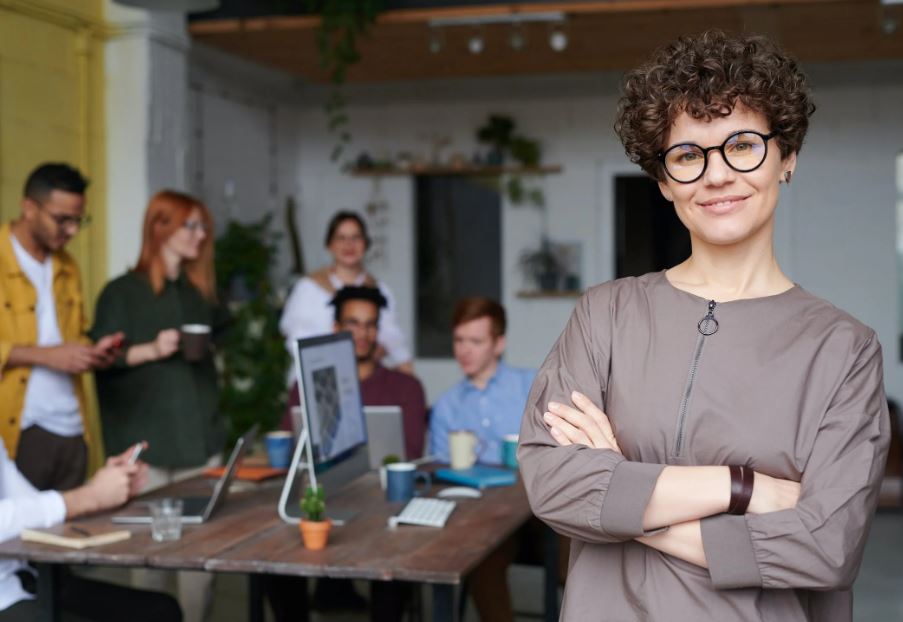 Startup employees working together 